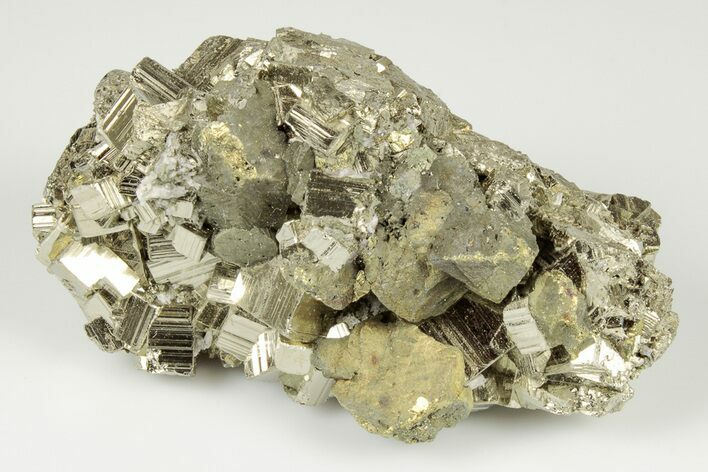 Cubic Pyrite With Chalcopyrite & Quartz - Peru #195761